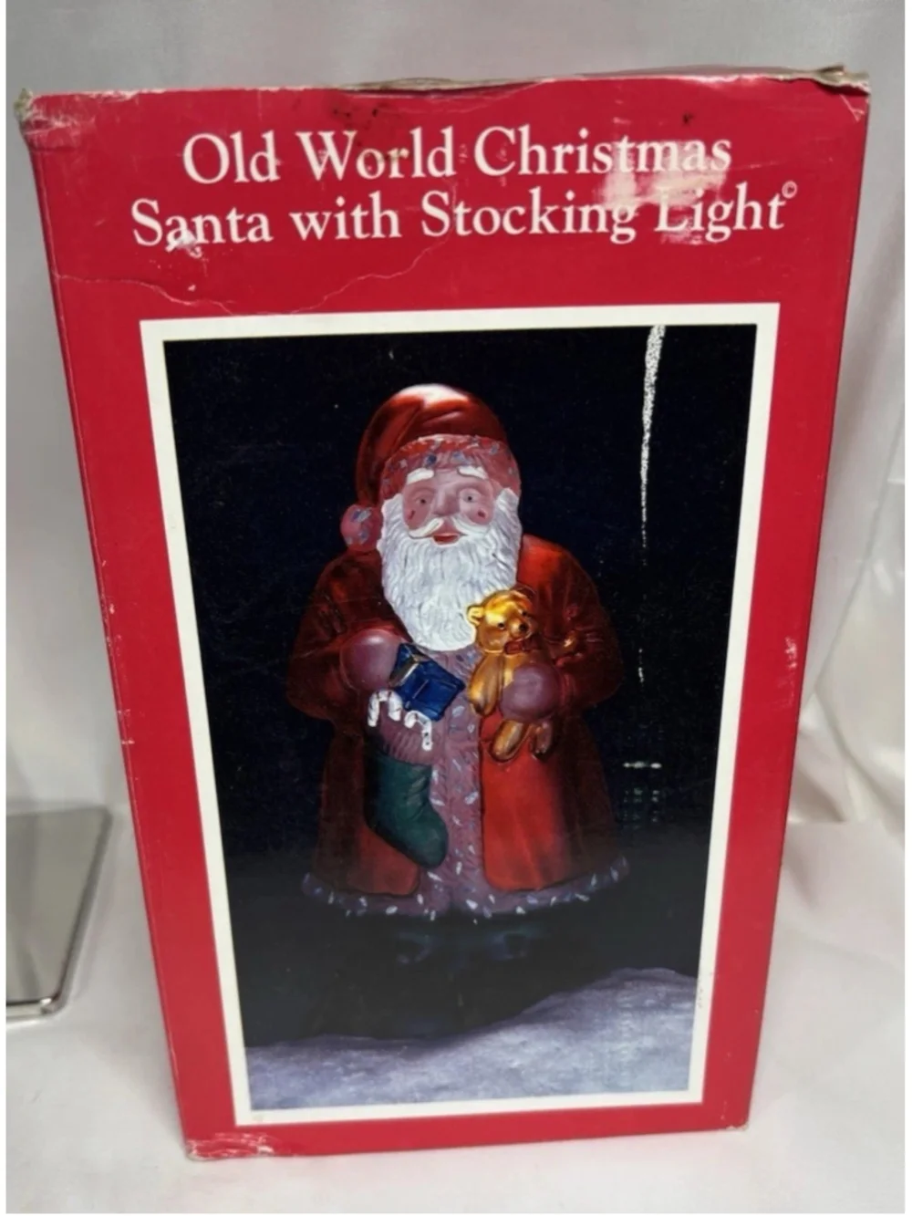 Vintage 1991 Old World Christmas Santa With Stocking Light With Original BOX